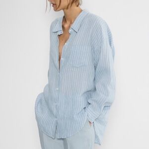 Aritzia Light Blue Striped Women's Long Sleeve Top XXS